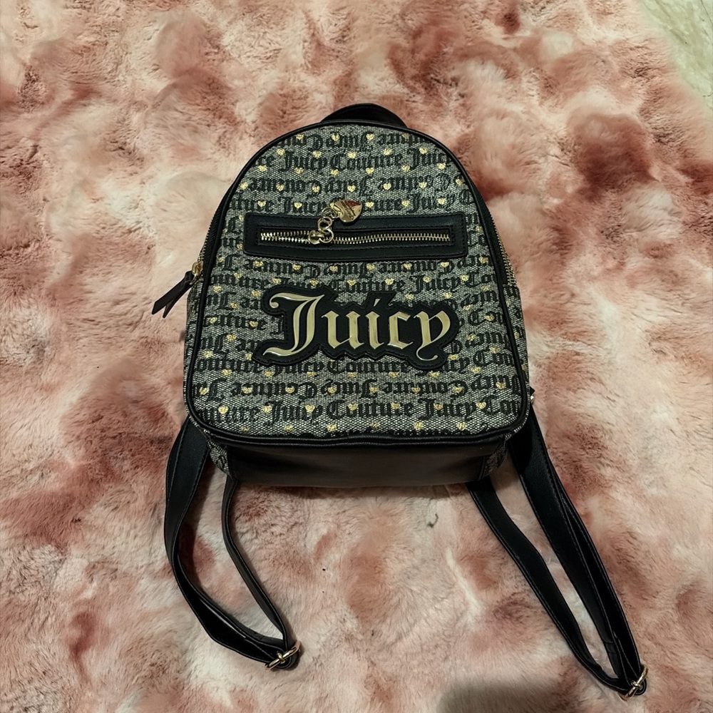 Juicy Couture Black and Cream Logo Backpack